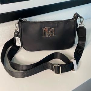 Badgley Mischka Black Nylon Baguette Crossody.